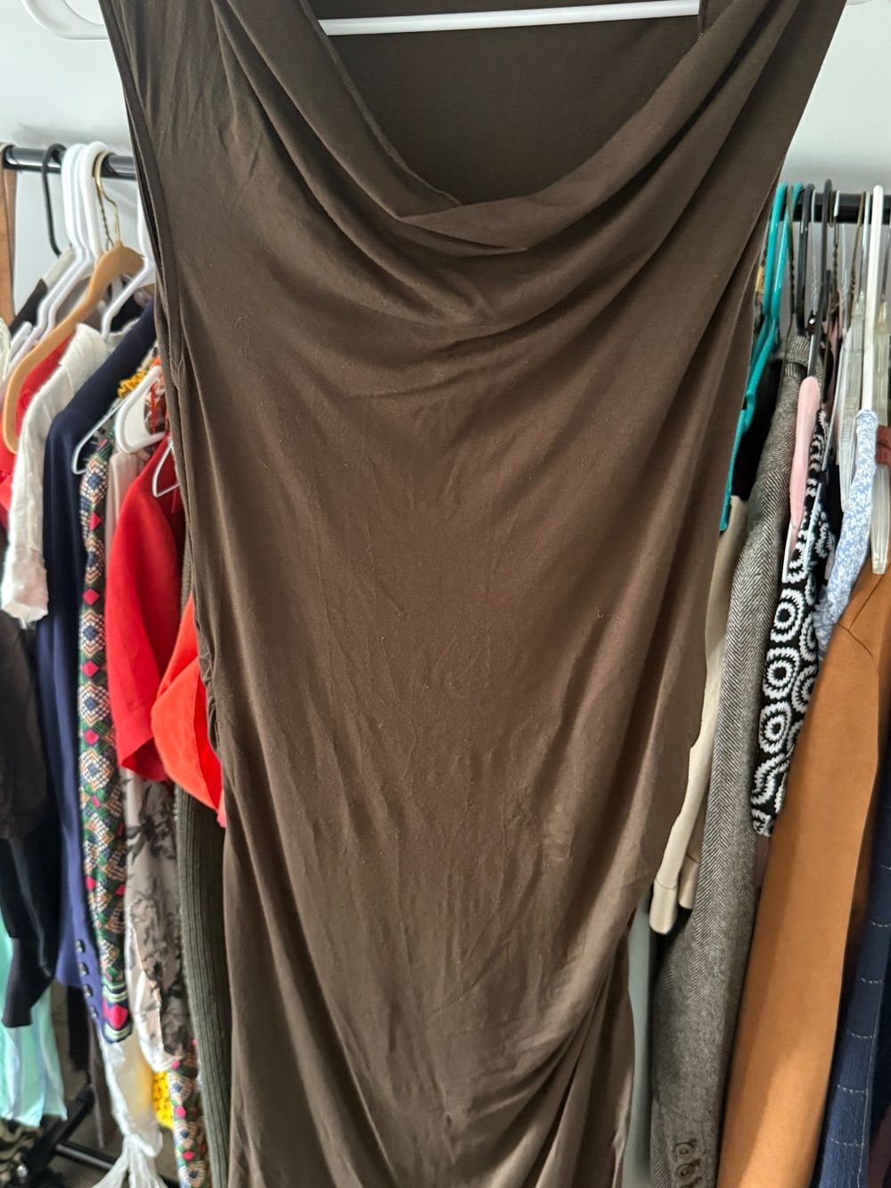 Kenneth Cole Cowl Neck dark green Jersey Dress